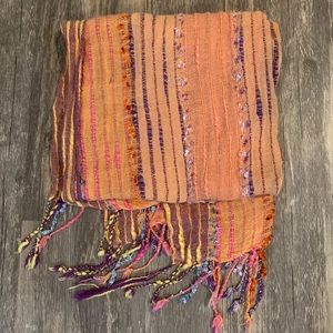 Orange fringe scarf